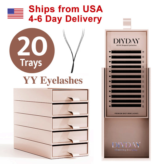 America DIYDAY Fast Deliver 20cases/set YY Black Eyelash Extension YY Shaped Lahes Fast Shipping from USA Warehouse