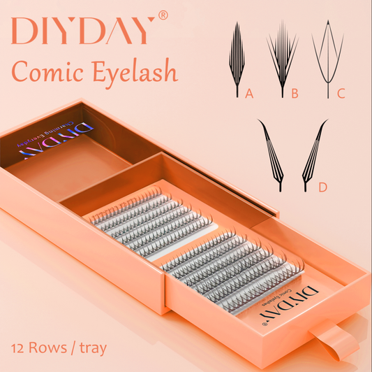 DIYDAY - Pestañas cómicas de 12 filas/bandeja de 4 modelos