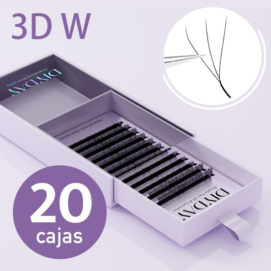 DIYDAY México - Entrega rápida - Juego de 20 extensiones de pestañas en forma de W 3D prefabricadas, envío rápido desde almacén en México.