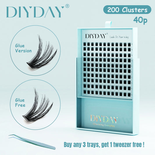 Pestañas postizas autoaplicables DIYDAY - Modelo 40P - C/D - 6 modelos