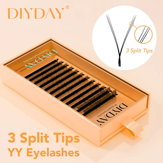 Extensiones de pestañas DIYDAY 3 puntas divididas YY, pestañas postizas triples en forma de Y