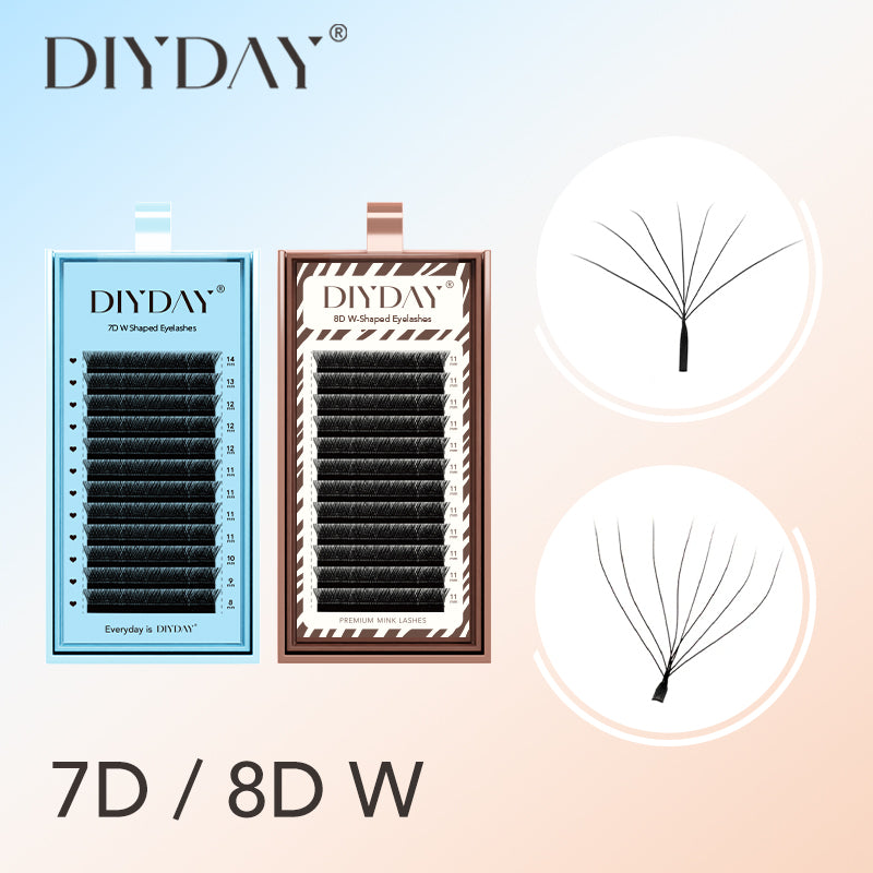 DIYDAY 7D 8D W Shape Eyelash Extension Premade Volume Fans W Shaped 3D 4D 5D 6D 7D 8D False Lashes for Makeup