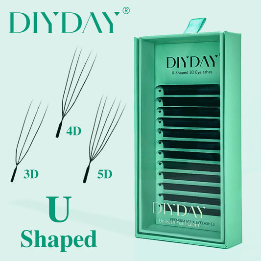 DIYDAY U-Shaped 3D/4D/5D Eyelashes 12Rows-0.07mm-C/D