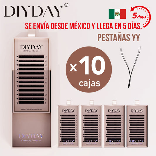 Mexico DIYDAY Fast Deliver 10cases/set YY Black Eyelash Extension YY Shaped Lahes Fast Shipping from Mexico Warehouse