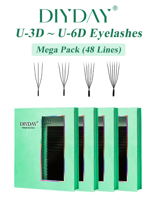 DIYDAY Mega Pack Bigger Box U-Shaped U-3D/U-4D/U-5D/U-6D Eyelash Extension