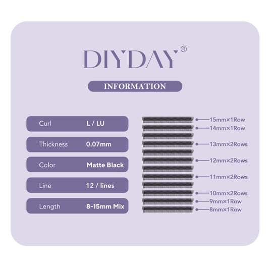 Extensiones de pestañas DIYDAY 3/4/5/6D W con formas variadas 