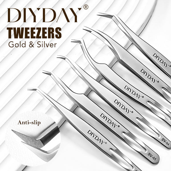 Pinzas de extensión de pestañas con aislamiento de volumen y punta de fibra DIYDAY SV Pro-Tweezer
