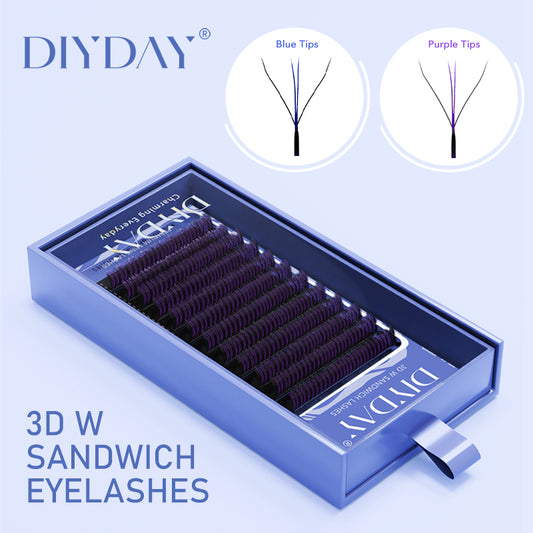 DIYDAY Colorful 3D W Shape Eyelash Extensios - BLUE/PURPLE