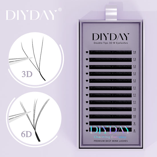 DIYDAY L/LU/M 3D W Shape Eyelash Extension W Style Faux Mink Eyelashes Premade Volume Fan Lashes Supplies