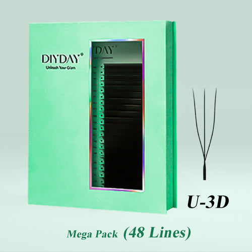 DIYDAY 48Rows Mega Pack Bigger Box U-Shaped U-3D/U-4D/U-5D/U-6D Eyelash Extension