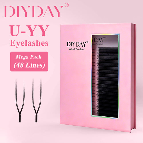 DIYDAY 48Rows Mega Pack Bigger Box U-Shaped YY Eyelash Extension