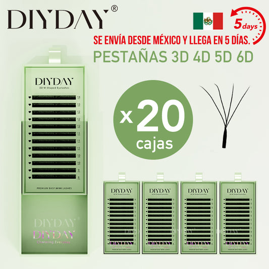 Mexico DIYDAY Fast Deliver 20cases/set W Shaped Eyelash Extension 3D W Premade Fan Lahes Fast Shipping from Mexico Warehouse