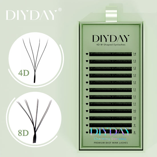 DIYDAY L/LU/M 4D W Shape Eyelash Extension W Style Faux Mink Eyelashes Premade Volume Fan Lashes Supplies