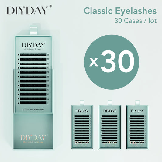 DIYDAY-Classic/ YY Black/ YY Light Brown/ YY Dark Brown/ Easy fan Custom Lash Set 20pcs/30pcs, thickness 0.07, curl D