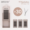 DIYDAY-Classic/ YY Black/ YY Light Brown/ YY Dark Brown/ Easy fan Custom Lash Set 20pcs/30pcs, thickness 0.07, curl D