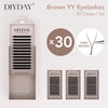 DIYDAY-Classic/ YY Black/ YY Light Brown/ YY Dark Brown/ Easy fan Custom Lash Set 20pcs/30pcs, thickness 0.07, curl D3