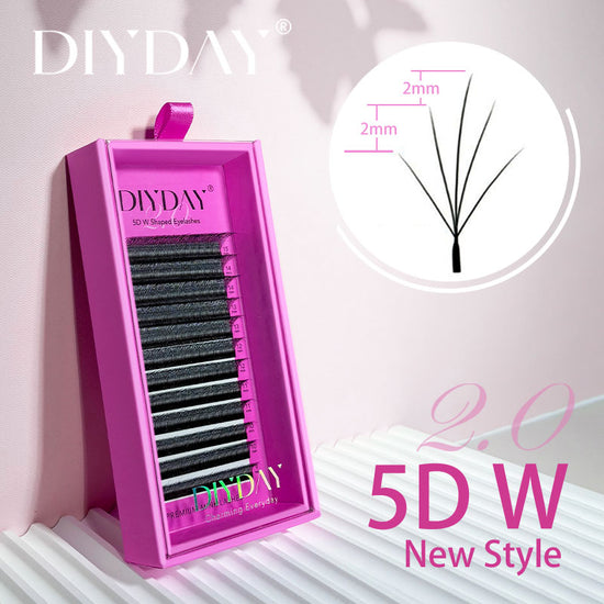 DIYDAY New Style 5D W Shape Eyelash Extensions Different lengths 5D W-Shaped False Eyelashes Natural Soft Easy Fan Lashes