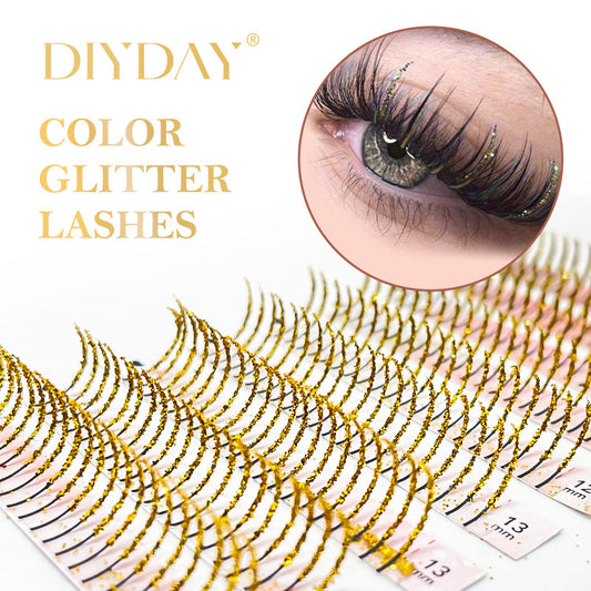 DIYDAY-Glitter-0.15mm Mix Colors Glitter Eyelash Extension Holloween Eyelashes Glitter Individual Premade Fan Lashes Glitter for Makeup