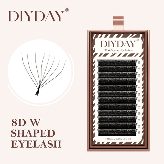 DIYDAY 7D 8D W Shape Eyelash Extension Premade Volume Fans W Shaped 3D 4D 5D 6D 7D 8D False Lashes for Makeup
