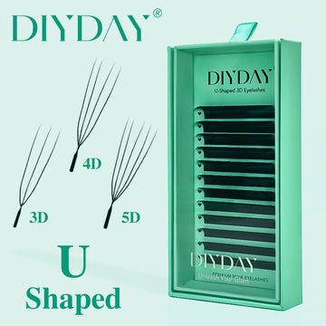 DIYDAY U-Shaped 3D/4D/5D Eyelashes 12Rows-0.07mm-C/D