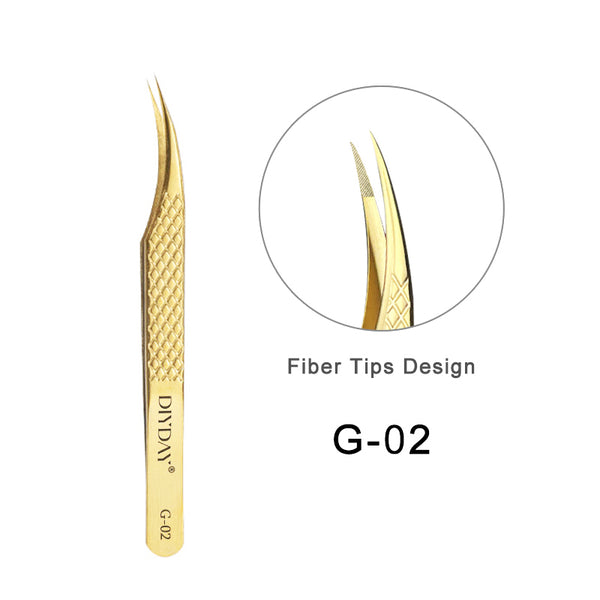 Pinzas de acero inoxidable antideslizantes para extensiones de pestañas DIYDAY G-02 