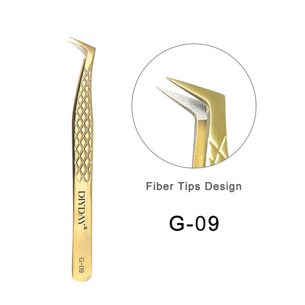 Pinzas de acero inoxidable antideslizantes para extensiones de pestañas DIYDAY G-09 