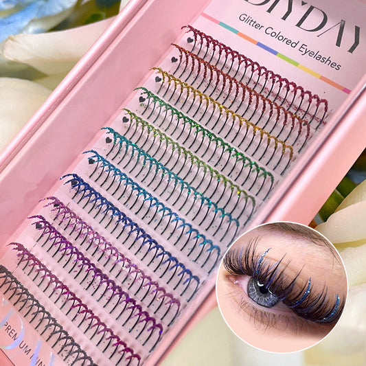 DIYDAY-Glitter-0.15mm Mix Colors Glitter Eyelash Extension Holloween Eyelashes Glitter Individual Premade Fan Lashes Glitter for Makeup