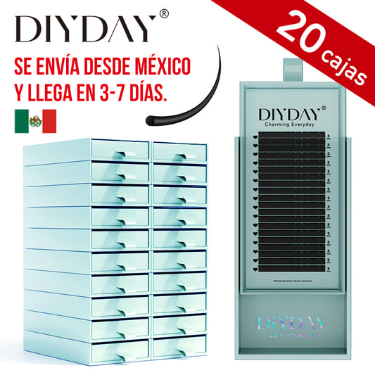 DIYDAY México - Entrega rápida - Juego de 20 extensiones de pestañas en forma de W, 6D, prefabricadas, envío rápido desde almacén en México.