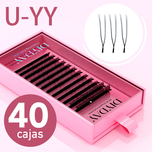 México DIYDAY Entrega Rápida 20/40 estojos conjunto U-YY/U-3D/U-4D/U-5D 0.07mm Cílios Envio Rápido do Armazém do México