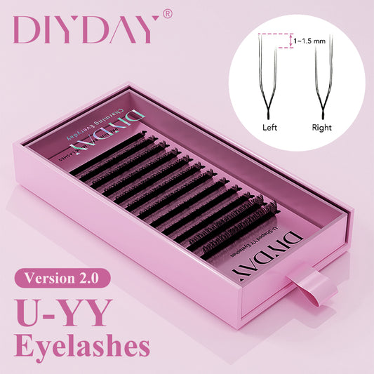 Pestañas postizas en forma de U DIYDAY, 12 filas, 0,07 mm, C/D 