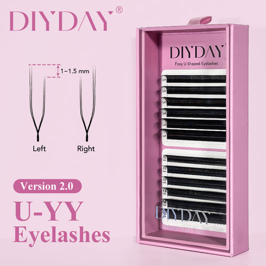 Pestañas postizas en forma de U DIYDAY, 12 filas, 0,07 mm, C/D 