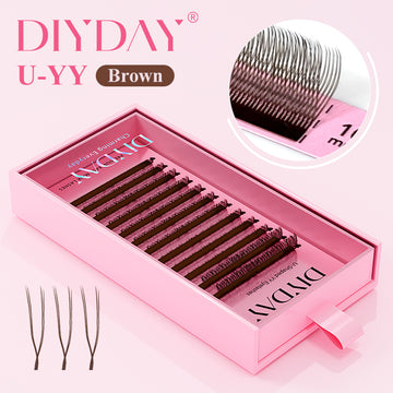 Pestañas postizas en forma de U DIYDAY, 12 filas, 0,07 mm, C/D 