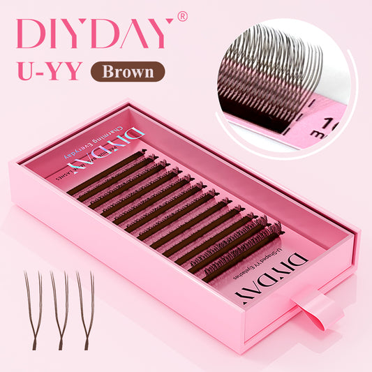 Pestañas postizas en forma de U DIYDAY, 12 filas, 0,07 mm, C/D 