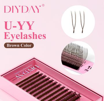 Pestañas postizas en forma de U DIYDAY, 12 filas, 0,07 mm, C/D 