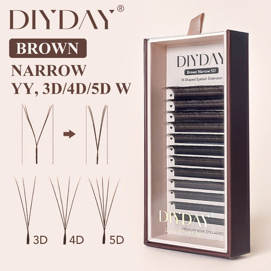 DIYDAY Brown Narrow YY/3/4/5D W Shape (Dark Brown) Eyelash Extension