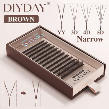 DIYDAY Brown Narrow YY/3/4/5D W Shape (Dark Brown) Eyelash Extension