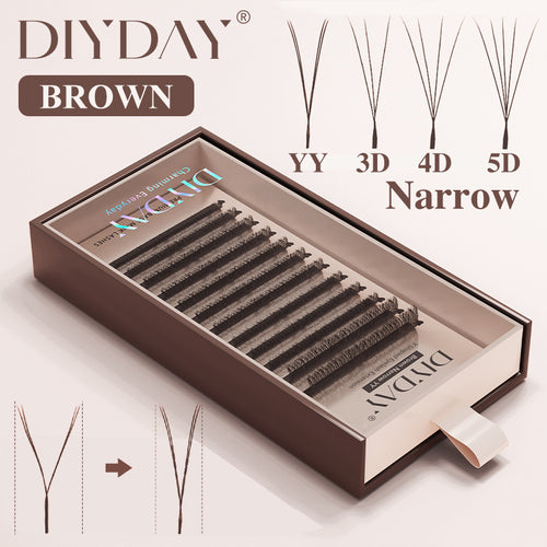 DIYDAY Brown Narrow YY/3/4/5D W Shape (Dark Brown) Eyelash Extension