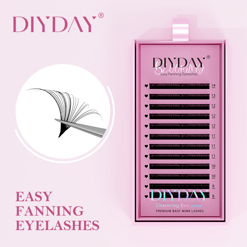 DIYDAY Easy Fanning Eyelash Extension Matte Black Camellia Lashes Extensions Soft Mink Easy Fan Volume False Eyelashes Supplies