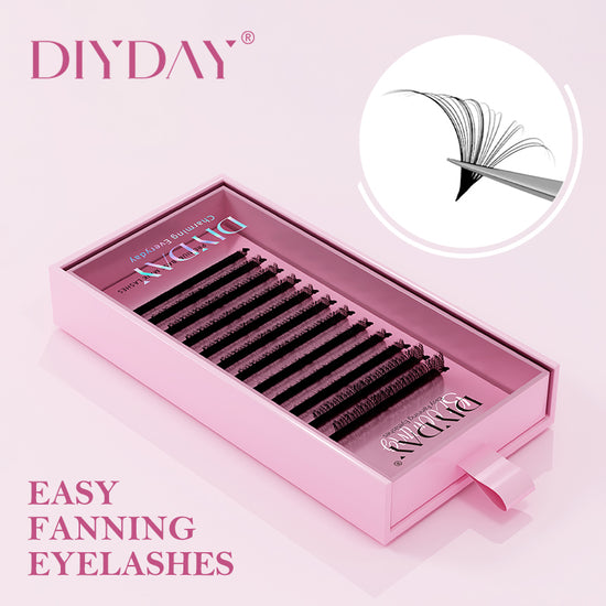 DIYDAY Easy Fanning Eyelash Extension Matte Black Camellia Lashes Extensions Soft Mink Easy Fan Volume False Eyelashes Supplies