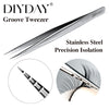 DIYDAY Groove Lash Tweezers Stainless Steel Precision Isolation Eyelash Extension Tweezers New style Anti-Slip Groove Design