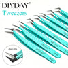 Pinzas antideslizantes DIYDAY, punta de fibra de alta densidad para extensiones de pestañas y cejas, herramientas profesionales de belleza de precisión
